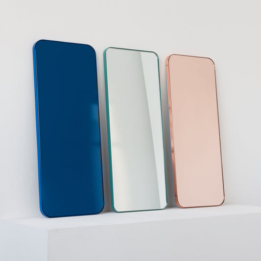 Quadris™ Rectangular Modern Mirror with a Blue Frame