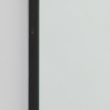 Quadris™ Rectangular Modern Mirror with Blackened Metal Frame