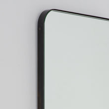Quadris™ Rectangular Modern Mirror with Blackened Metal Frame