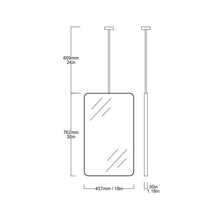 Quadris™ Suspended Rectangular Mirror with Contemporary Matte Black Frame