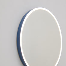 Orbis™ Front Illuminated Modern Round Mirror with a Blue Frame