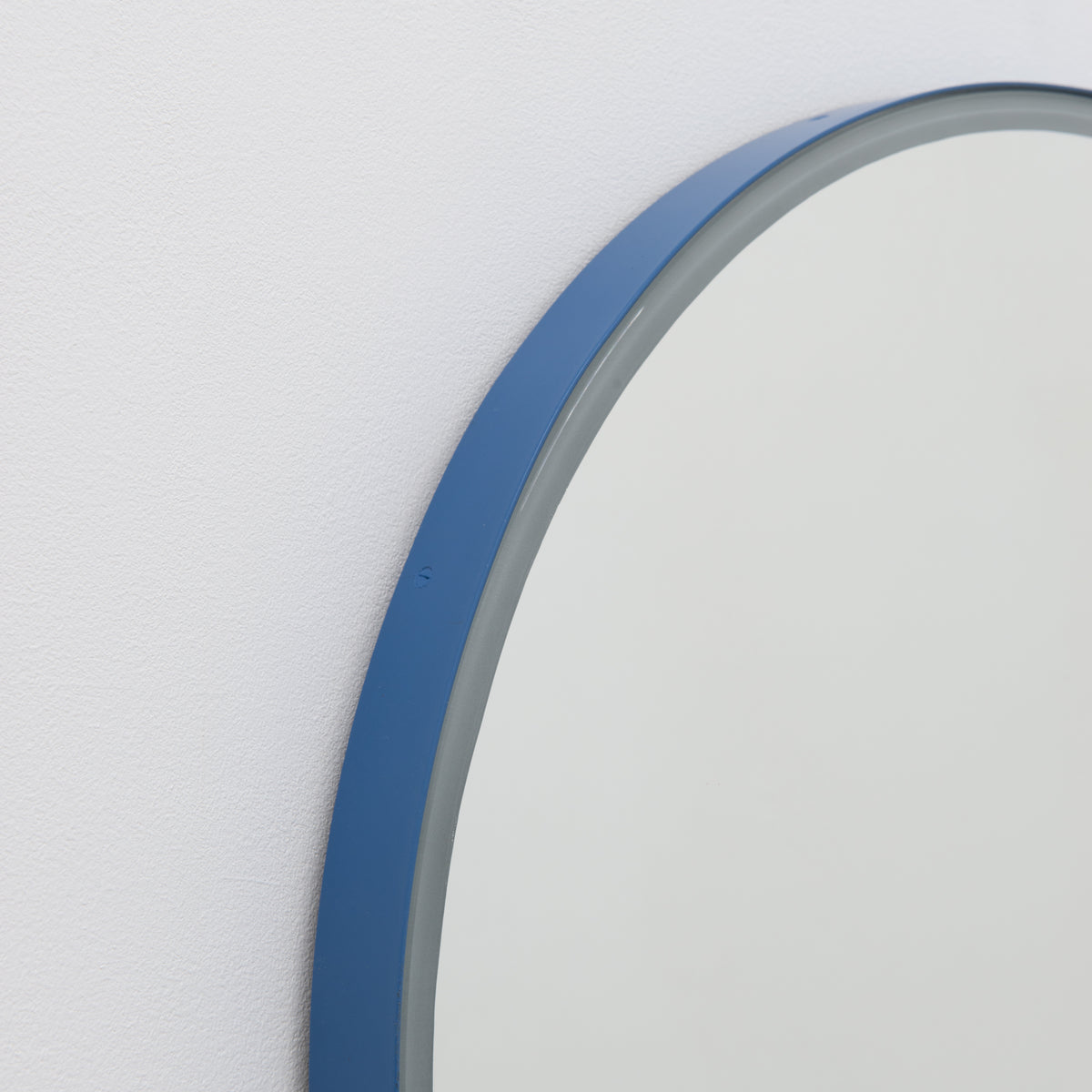 Orbis™ Front Illuminated Modern Round Mirror with a Blue Frame