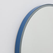 Orbis™ Front Illuminated Modern Round Mirror with a Blue Frame