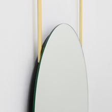 Orbis™ Frameless Ceiling Hanging Suspended Round Mirror with Two Brass Arms