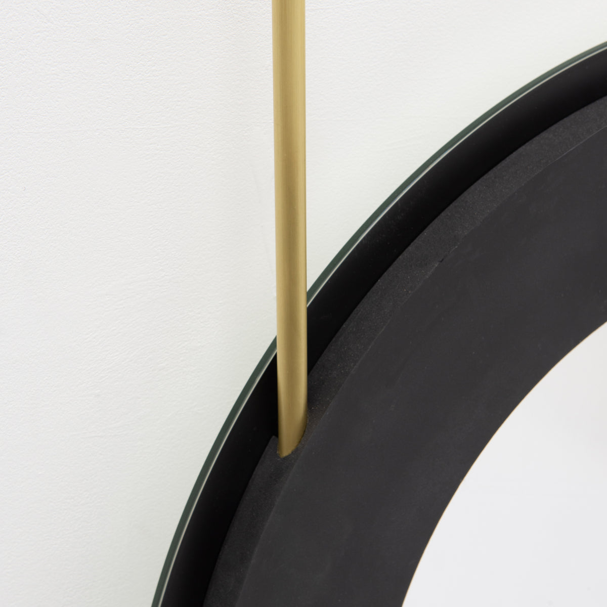 Orbis™ Frameless Ceiling Hanging Suspended Round Mirror with Two Brass Arms