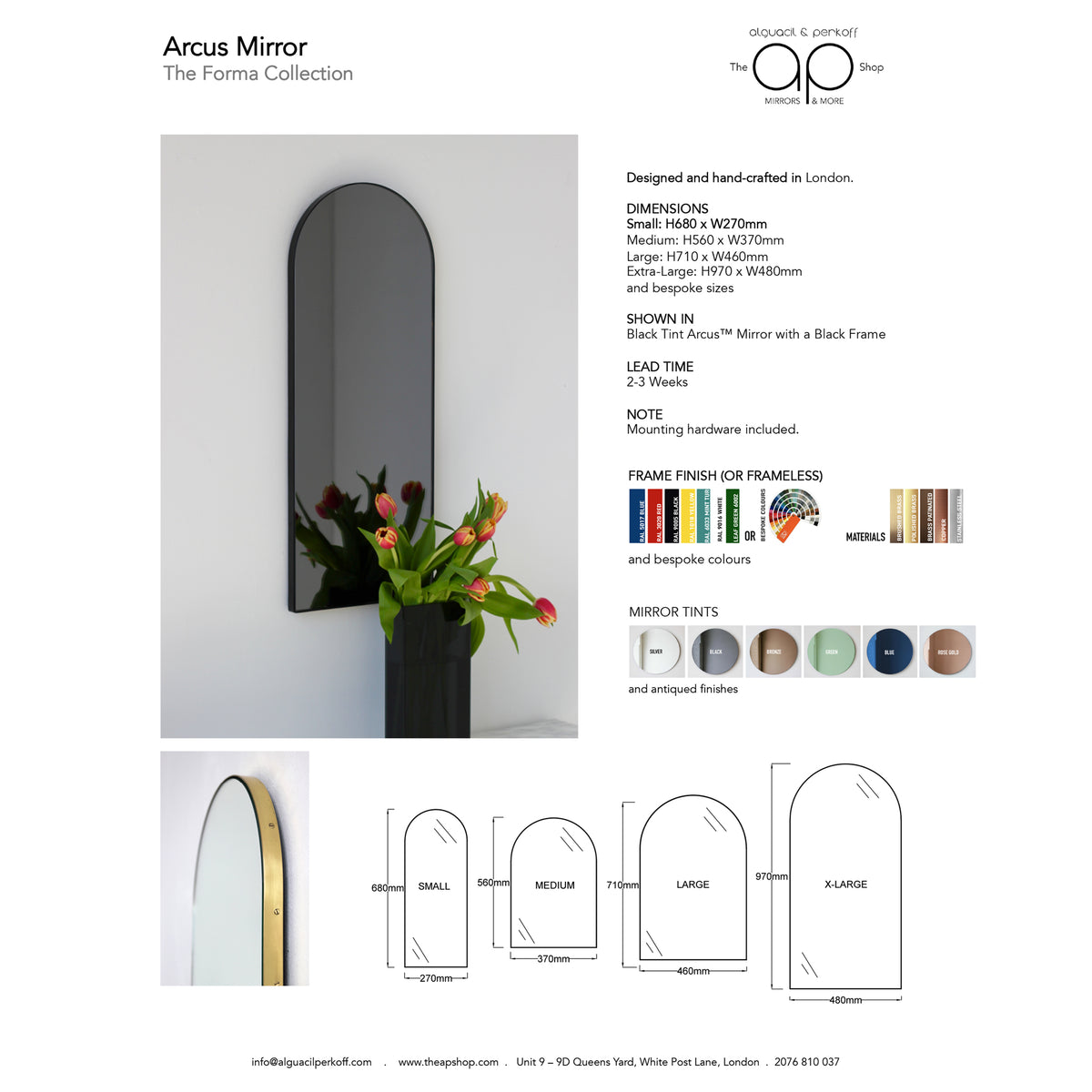 Arcus™ Arched Minimalist Frameless Mirror with a Floating Effect