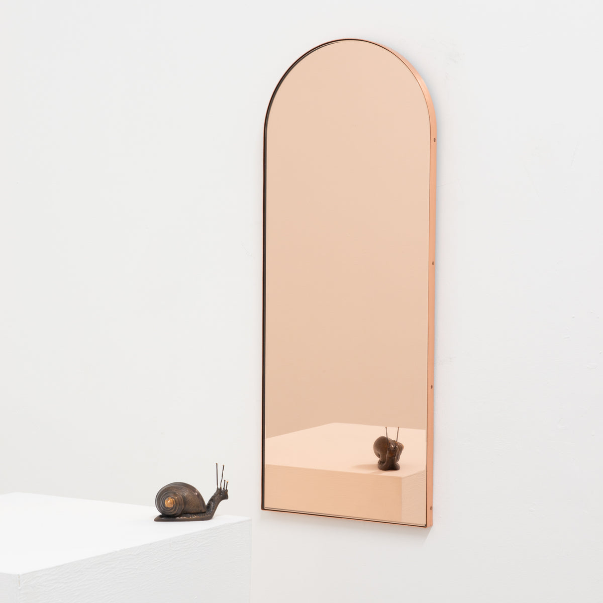 Arcus™ Arch shaped Rose Gold Contemporary Mirror with a Copper Frame