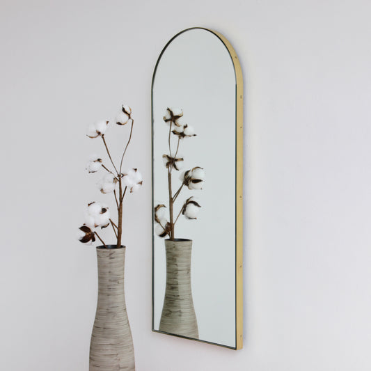 Arcus™ Arch shaped Modern Mirror with a Brass Frame