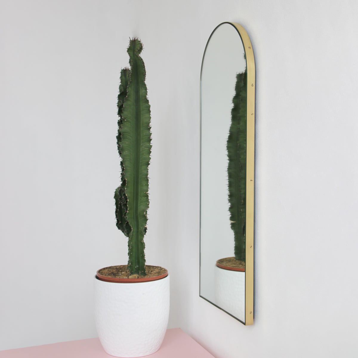 Arcus™ Arch shaped Modern Mirror with a Brass Frame