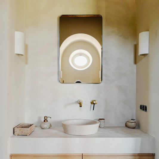 Quadris™ Rectangular Modern Mirror with Blackened Metal Frame