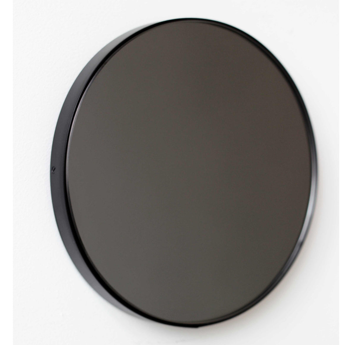Orbis™ Round Black Tinted Contemporary Mirror with Black Frame
