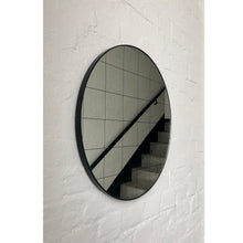 Orbis™ Black Grid Round Minimalist Modern Mirror with Black Frame