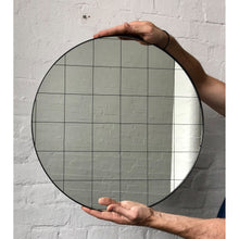 Orbis™ Black Grid Round Minimalist Modern Mirror with Black Frame