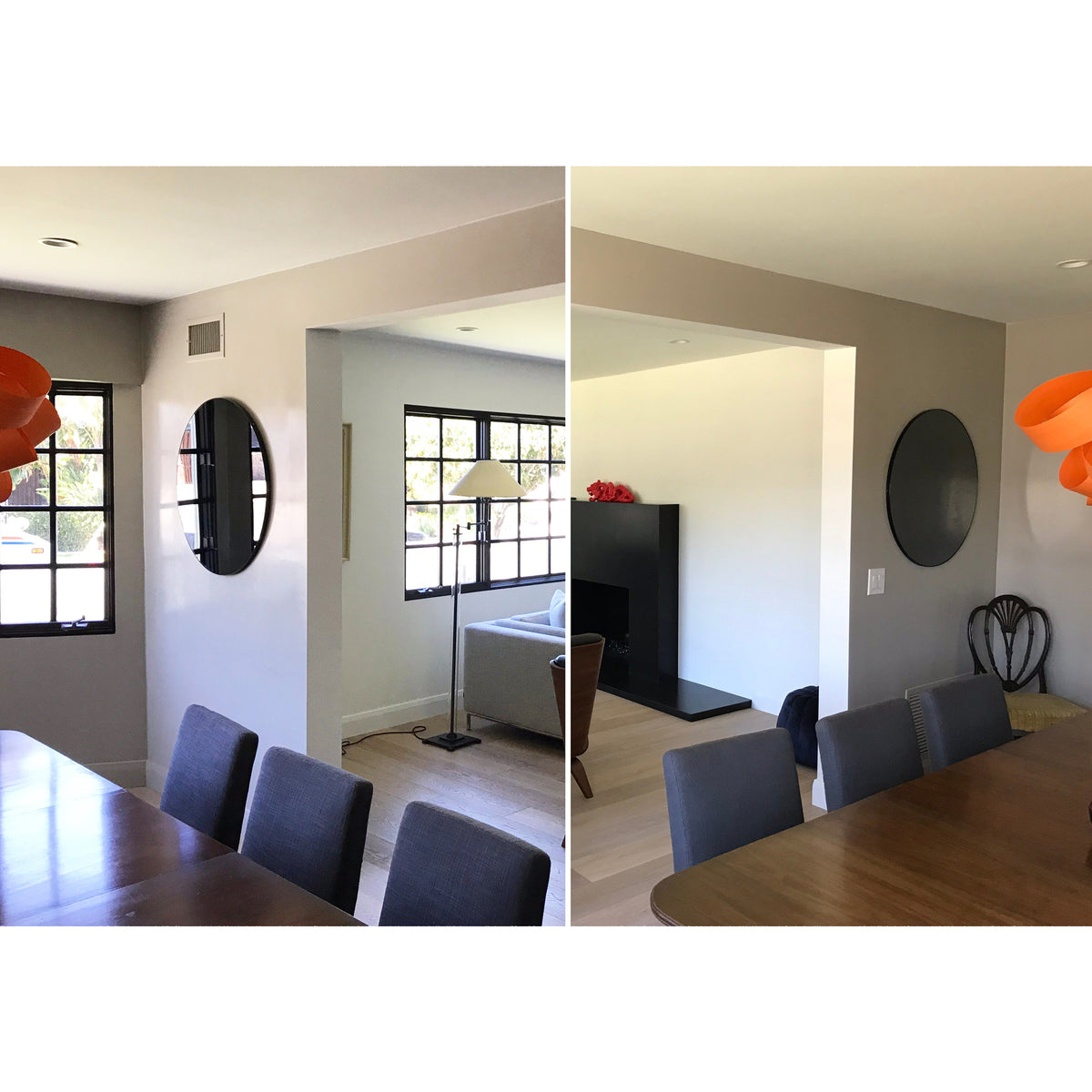 Orbis™ Round Black Tinted Contemporary Mirror with Black Frame