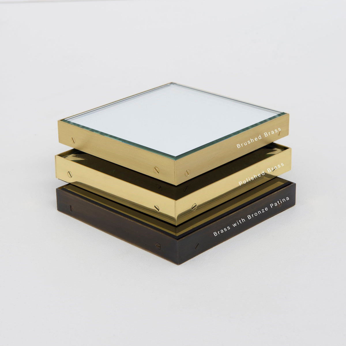 Quadris™ Illuminated Rectangular Contemporary Mirror with Brass Frame, Oversized