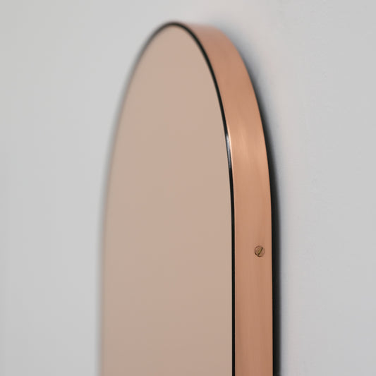 Capsula™ Capsule shaped Rose Gold Contemporary Mirror with a Copper Frame