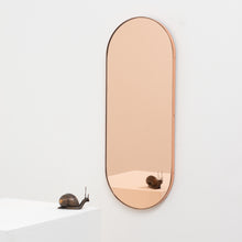 Capsula™ Capsule shaped Rose Gold Contemporary Mirror with a Copper Frame