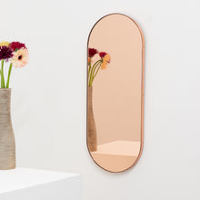 Capsula™ Capsule shaped Rose Gold Contemporary Mirror with a Copper Frame