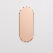 Capsula™ Capsule shaped Rose Gold Contemporary Mirror with a Copper Frame
