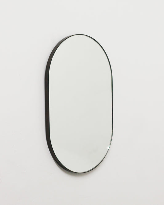Set of 2 Bespoke Mirrors - Capsula brass frame with bronze patina finish and Quadris with bespoke RAL coloured frame