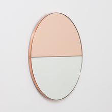 Orbis Dualis™ Mixed Tint (Rose Gold + Silver) Contemporary Round Mirror with Copper Frame