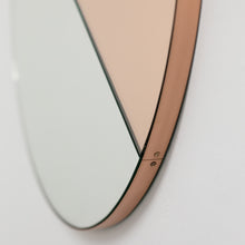 Orbis Dualis™ Mixed Tint (Rose Gold + Silver) Contemporary Round Mirror with Copper Frame
