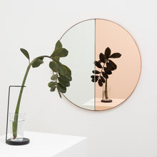 Orbis Dualis™ Mixed Tint (Rose Gold + Silver) Contemporary Round Mirror with Copper Frame