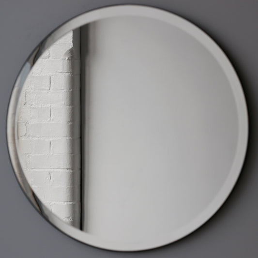 Elegant Orbis™ Round Bevelled Frameless Mirror with Velvet Backing