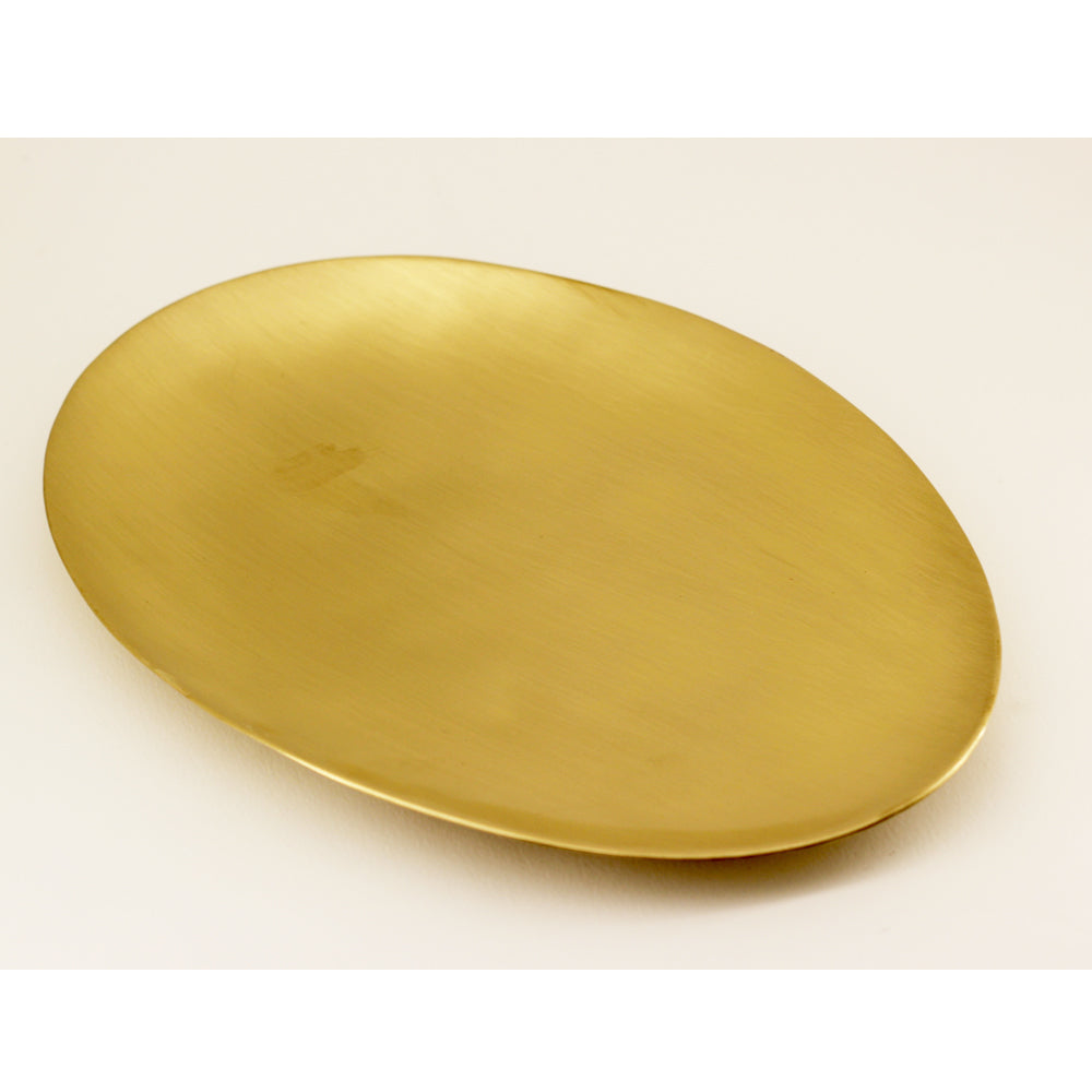 Handcrafted Brushed Brass Decorative Plate Vide-poche, Large