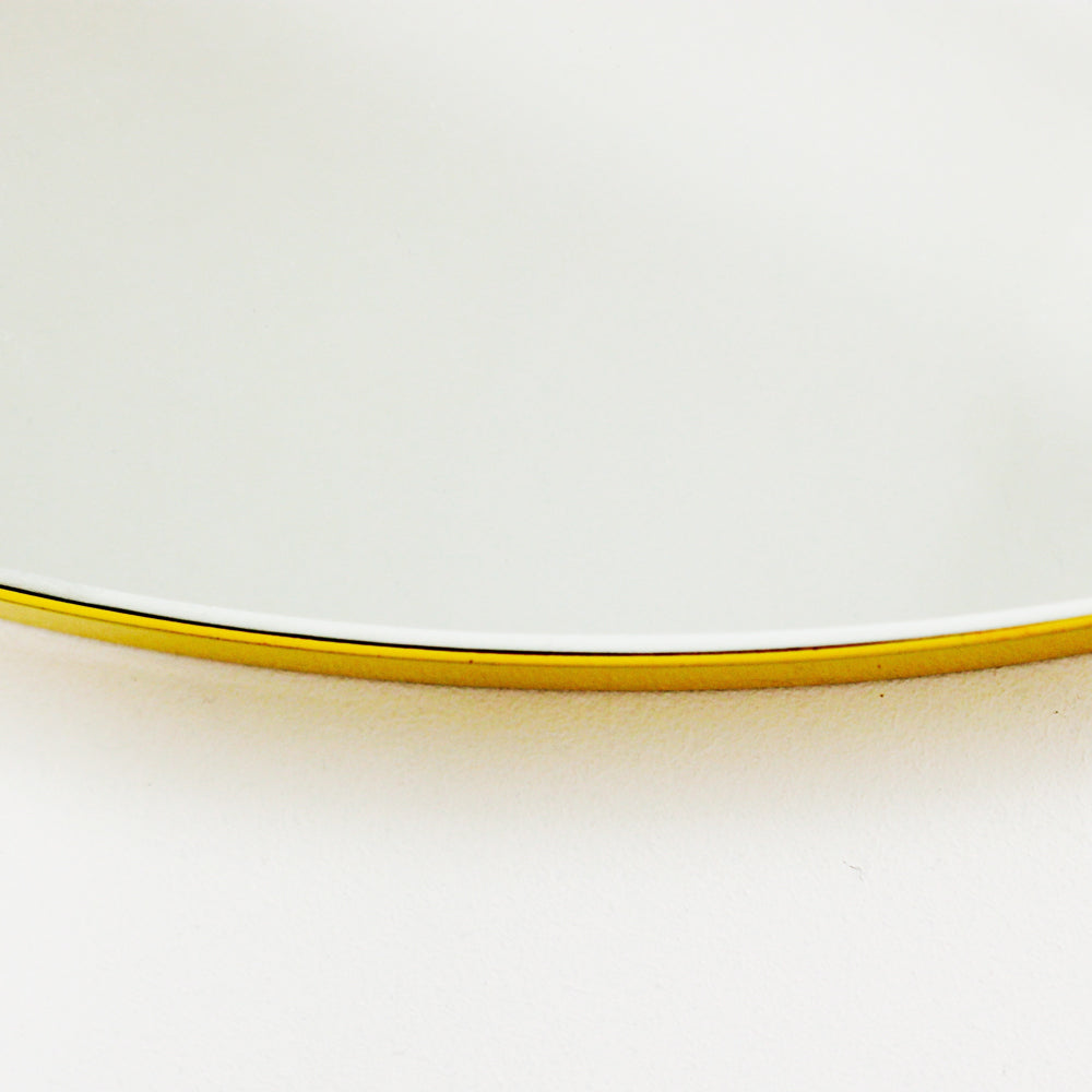 In Stock Luna Half-Moon shaped Modern Mirror with a Yellow Frame