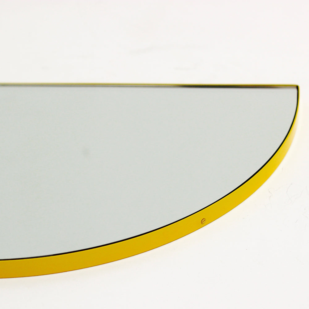 In Stock Luna Half-Moon shaped Modern Mirror with a Yellow Frame