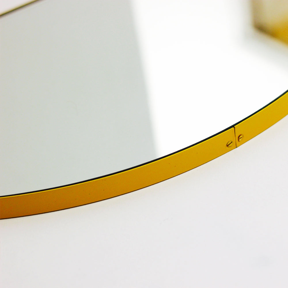 In Stock Luna Half-Moon shaped Modern Mirror with a Yellow Frame