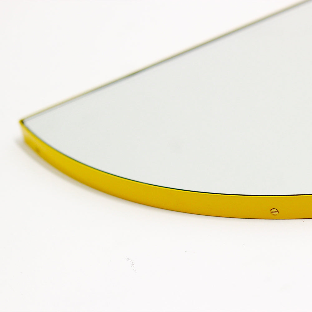 In Stock Luna Half-Moon shaped Modern Mirror with a Yellow Frame