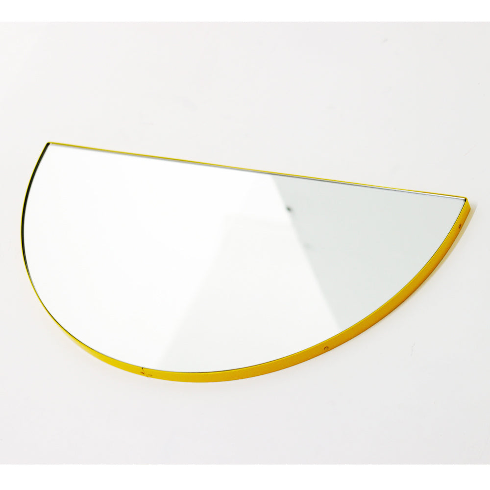 In Stock Luna Half-Moon shaped Modern Mirror with a Yellow Frame