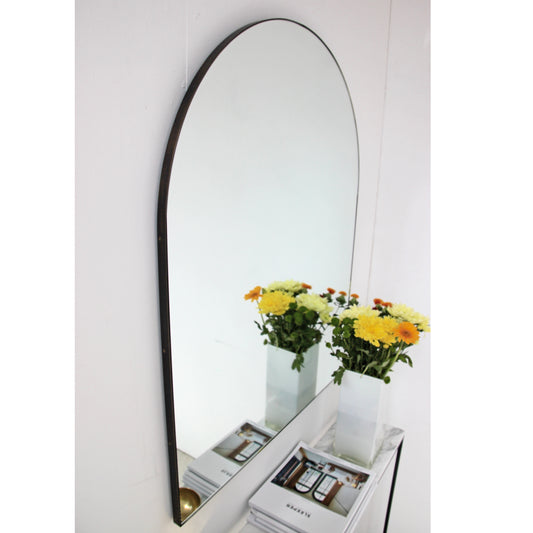 Arcus™ Arch shaped Overmantel Mirror with Contemporary Bronze Patina Frame