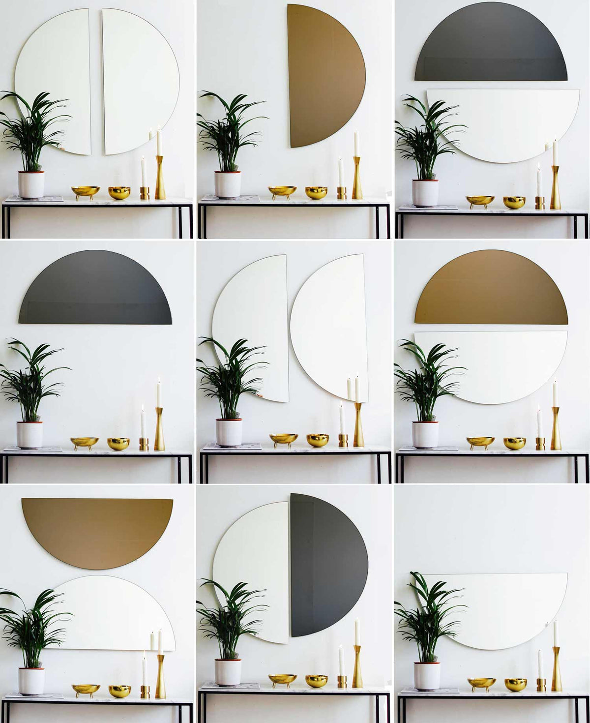 Luna™ Half-Moon Semi-circular Blue Tinted Contemporary Frameless Mirror