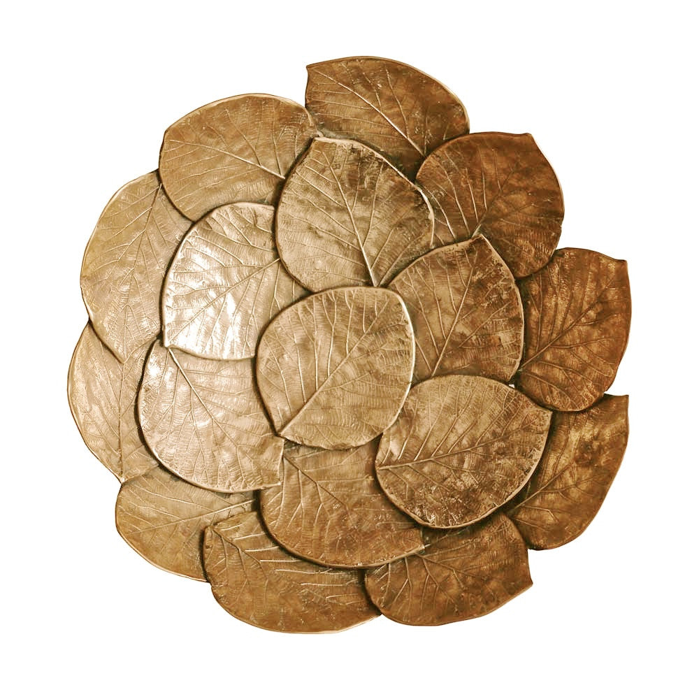 Handmade Bronze Cast Leaf Decorative Bowl Sculpture, Medium