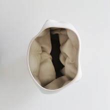 Unique Ceramic Sculpture Vessel Medium Tall White Crumpled Form N.50, Objet d'Art