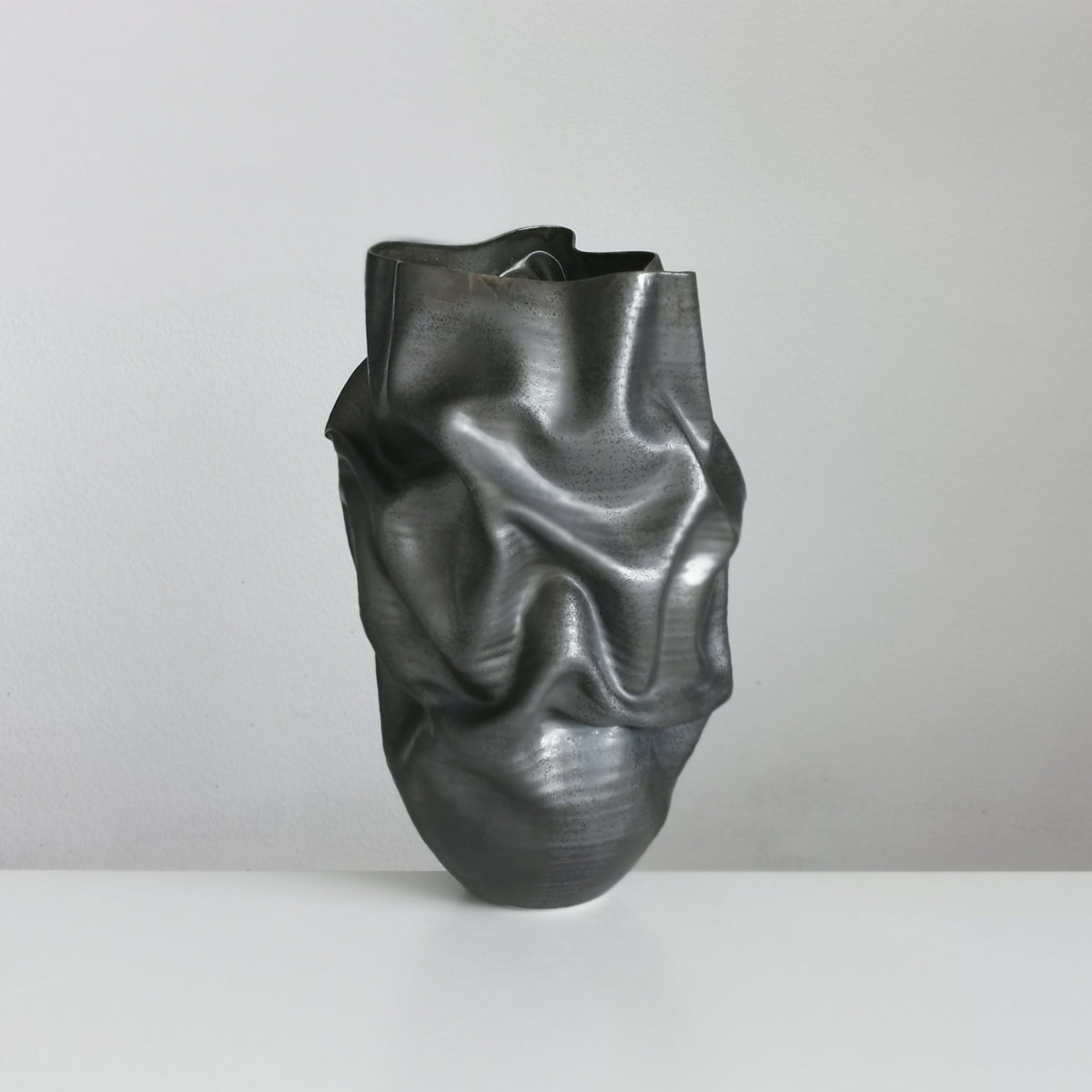 Unique Ceramic Sculpture Vessel Black Dehydrated Form N.57, Objet d'Art