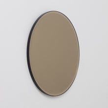 Orbis™ Bevelled Bronze Tinted Decorative Round Mirror with a Black Metal Frame