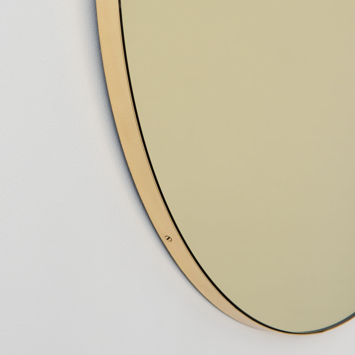 Orbis™ Round Gold Tinted Contemporary Mirror with a Brass Frame