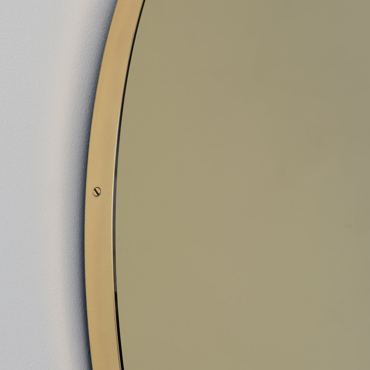 Orbis™ Round Gold Tinted Contemporary Mirror with a Brass Frame