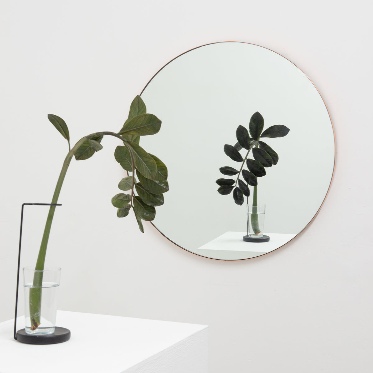 Orbis™ Round Modern Mirror with Red Frame