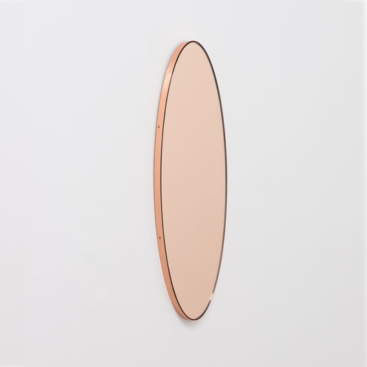 Ovalis™ Oval shaped Rose Gold Contemporary Mirror with a Copper Frame