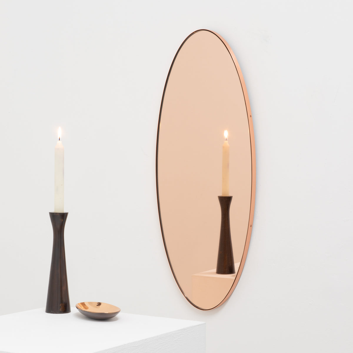 Ovalis™ Oval shaped Rose Gold Modern Mirror with a Copper Frame