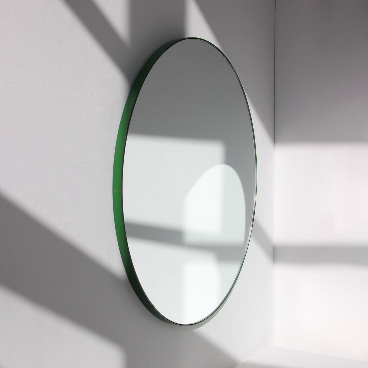 Modern Round Mirror with Green Frame