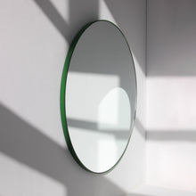 Modern Round Mirror with Green Frame