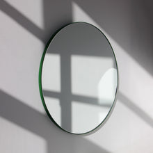 Modern Round Mirror with Green Frame