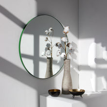 Modern Round Mirror with Green Frame