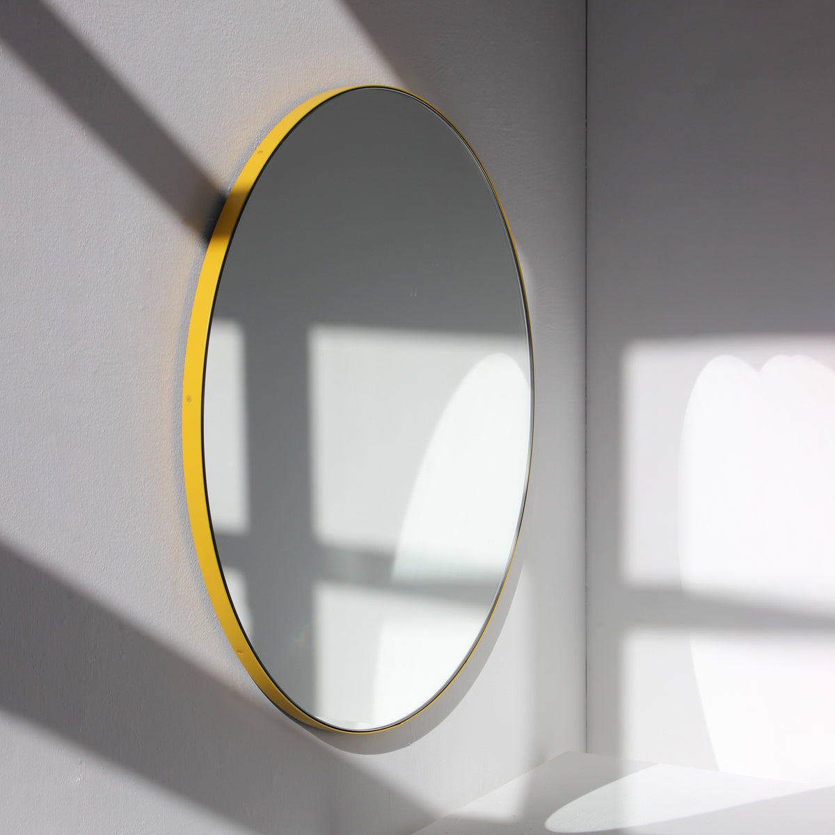 Orbis™ Round Handcrafted Modern Mirror with Yellow Frame, Customisable